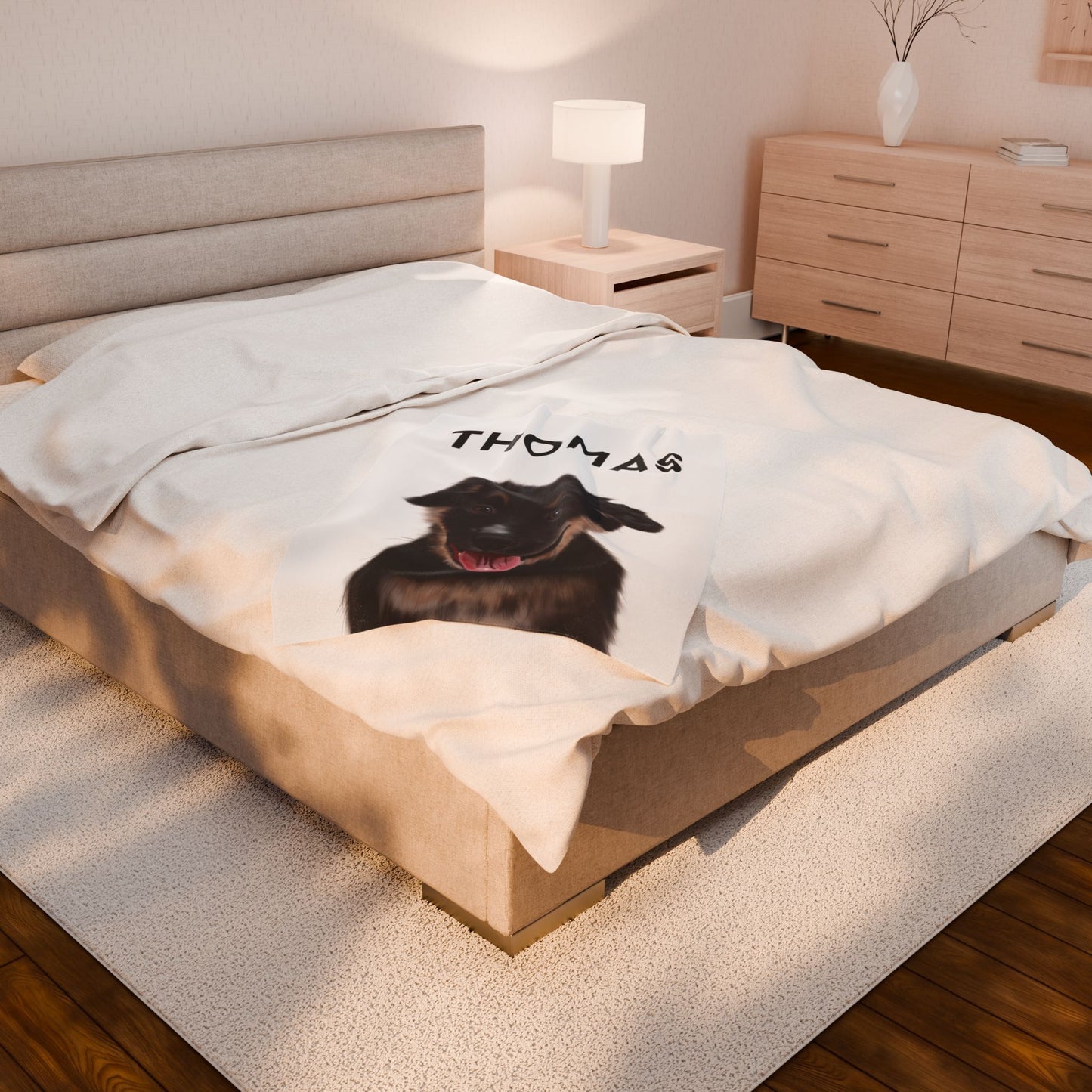 Personalized Velveteen Plush Blanket with Dog Design - Cozy & Custom Pet Gift