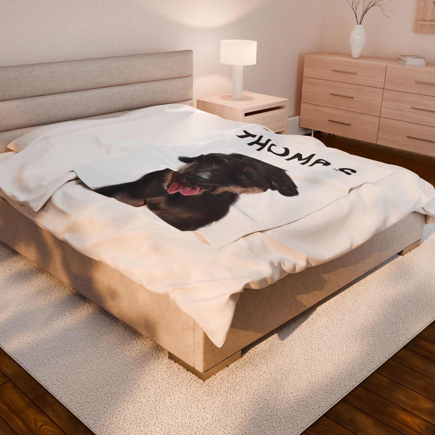 Personalized Velveteen Plush Blanket with Dog Design - Cozy & Custom Pet Gift