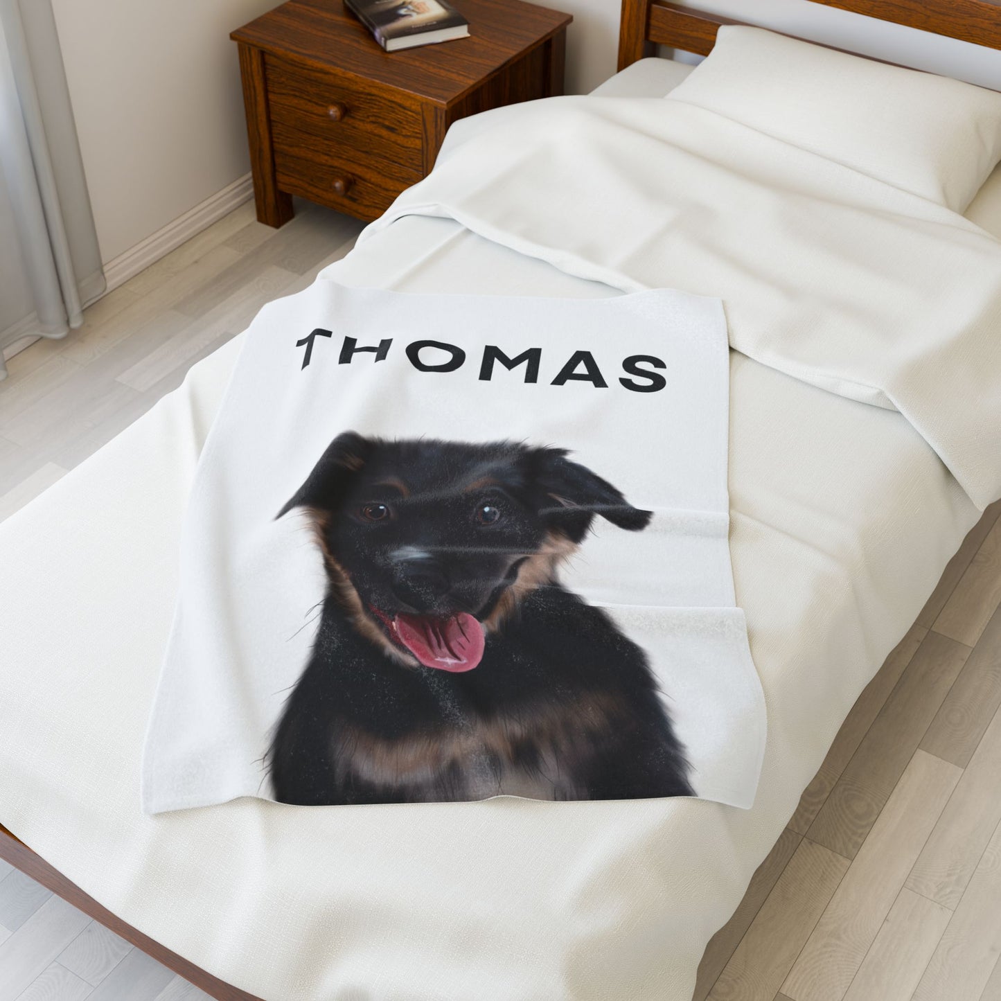 Personalized Velveteen Plush Blanket with Dog Design - Cozy & Custom Pet Gift