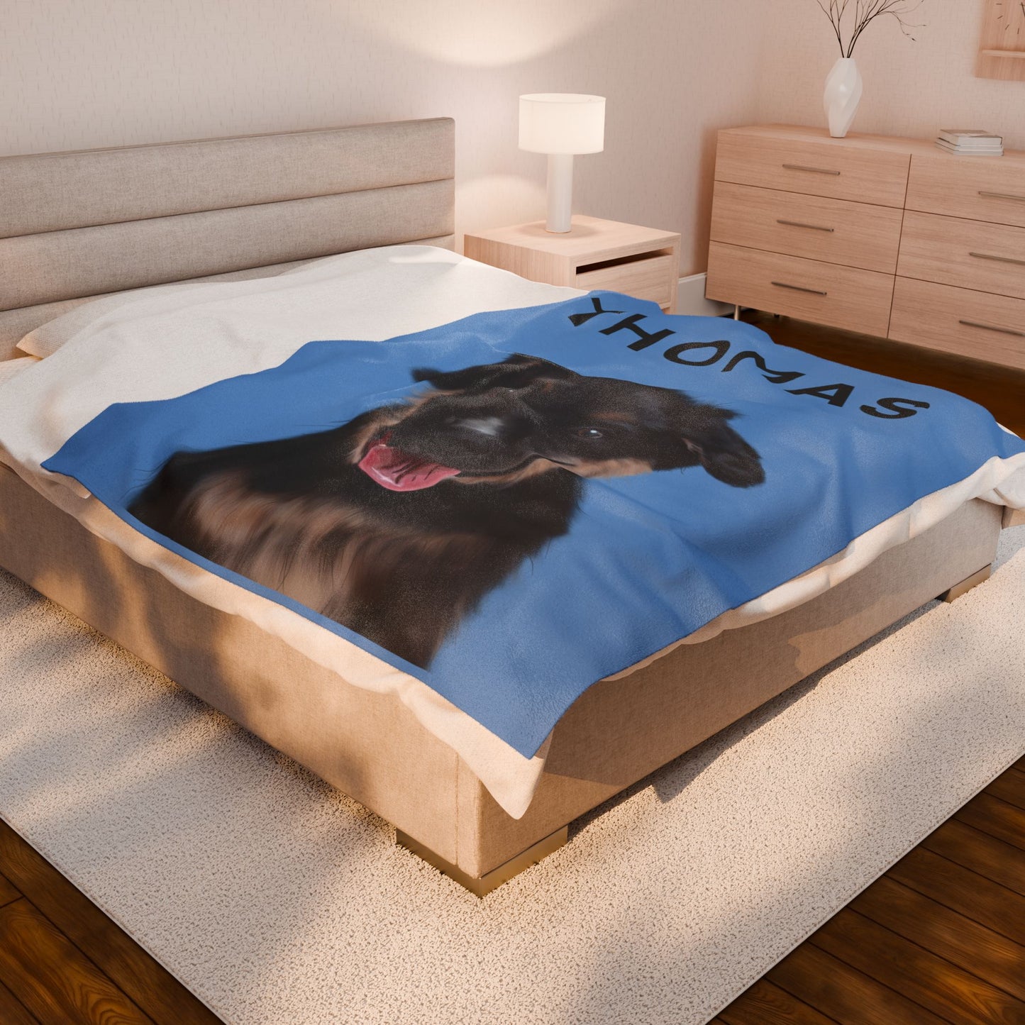 Personalized Velveteen Plush Blanket with Dog Design - Cozy & Custom Pet Gift