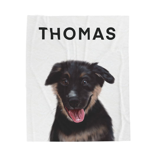 Personalized Velveteen Plush Blanket with Dog Design - Cozy & Custom Pet Gift