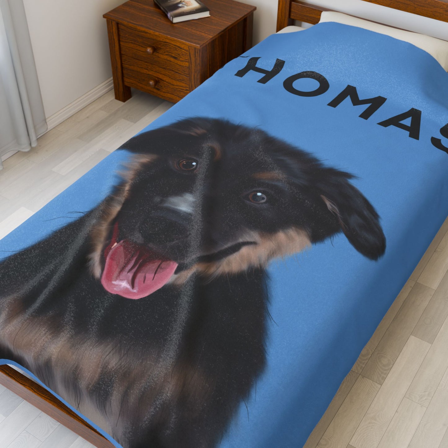 Personalized Velveteen Plush Blanket with Dog Design - Cozy & Custom Pet Gift